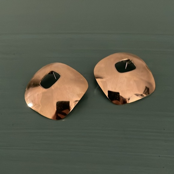 Twisted Silver Gold Concave Post Earrings - Picture 2 of 4